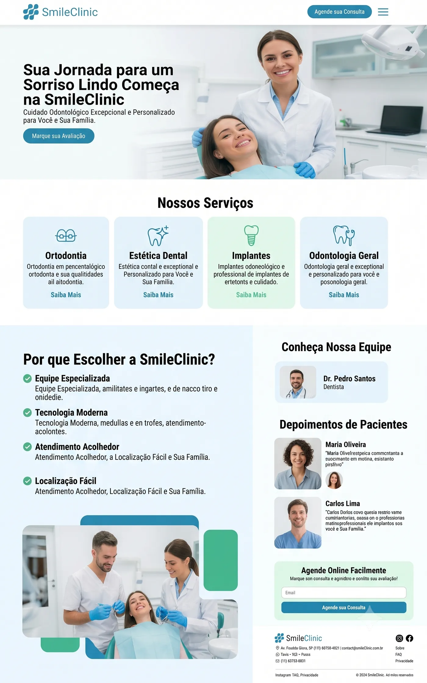 Print do site anterior, com aparência genérica